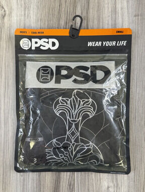 PSD Black Path Foil Print Cool Mesh Boxer Briefs Mens Size Small NEW